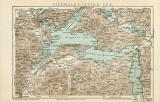 Vierwaldstätter See historische Landkarte Lithographie ca. 1899