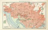 Washington historischer Stadtplan Karte Lithographie ca. 1892