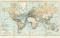 Verkehr Welt Karte Lithographie 1896 Original der Zeit