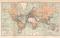 Übersichtskarte des Weltverkehrs historische Landkarte Lithographie ca. 1897