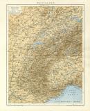 Westalpen Karte Lithographie 1898 Original der Zeit