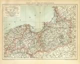 Ost- und Westpreussen historische Landkarte Lithographie ca. 1896