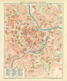Wien Innere Stadt historischer Stadtplan Karte Lithographie ca. 1892
