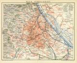 Wien Stadtgebiet historischer Stadtplan Karte Lithographie ca. 1892