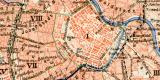Wien Stadtgebiet historischer Stadtplan Karte Lithographie ca. 1892