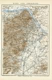 Wien und Umgebung historischer Stadtplan Karte Lithographie ca. 1892
