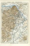 Wien und Umgebung historischer Stadtplan Karte Lithographie ca. 1897