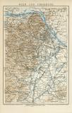 Wien und Umgebung historischer Stadtplan Karte Lithographie ca. 1898