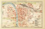 Würzburg historischer Stadtplan Karte Lithographie ca. 1900