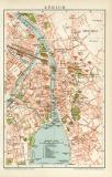 Zürich Stadtplan Lithographie 1892 Original der Zeit