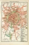 Braunschweig historischer Stadtplan Karte Lithographie ca. 1892