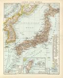 Japan und Korea historische Landkarte Lithographie ca. 1895
