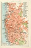 Liverpool historischer Stadtplan Karte Lithographie ca. 1895