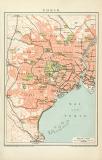Tokio historischer Stadtplan Karte Lithographie ca. 1895