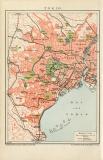 Tokio historischer Stadtplan Karte Lithographie ca. 1898