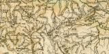 Physikalische Karte von Deutschland historische Landkarte Lithographie ca. 1892