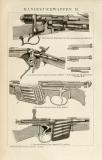 Handfeuerwaffen I.-II. Holzstich 1892 Original der Zeit