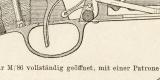 Handfeuerwaffen III.-IV. historische Bildtafel Holzstich ca. 1892