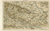 Harz historische Landkarte Lithographie ca. 1897