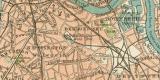 London Stadtplan Lithographie 1897 Original der Zeit