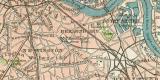 London Stadtplan Lithographie 1898 Original der Zeit