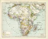 Politische Übersichtskarte von Afrika historische Landkarte Lithographie ca. 1891