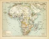 Politische Übersichtskarte von Afrika historische Landkarte Lithographie ca. 1895