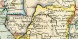 Politische Übersichtskarte von Afrika historische Landkarte Lithographie ca. 1895