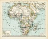 Politische Übersichtskarte von Afrika historische Landkarte Lithographie ca. 1898