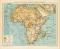 Physikalische Karte von Afrika historische Landkarte Lithographie ca. 1892