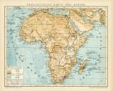 Physikalische Karte von Afrika historische Landkarte Lithographie ca. 1896