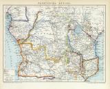 Äquatorial - Afrika historische Landkarte Lithographie ca. 1894
