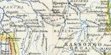 Äquatorial - Afrika historische Landkarte Lithographie ca. 1894