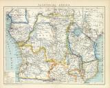 Äquatorial - Afrika historische Landkarte Lithographie ca. 1895