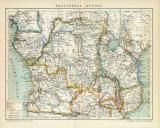Äquatorial - Afrika historische Landkarte Lithographie ca. 1896