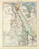 Ägypten historische Landkarte Lithographie ca. 1892