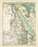 Ägypten historische Landkarte Lithographie ca. 1896