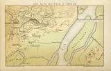 Das alte Ägypten I. Karte Lithographie 1892 Original...
