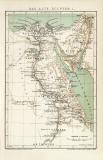 Das alte Ägypten I. - II. Theben historische Landkarte Lithographie ca. 1896