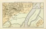 Das alte Ägypten I. - II. Theben historische Landkarte Lithographie ca. 1896