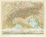 Einteilung der Alpen historische Landkarte Lithographie ca. 1899