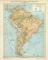 Physikalische Karte von Amerika II. Südamerika historische Landkarte Lithographie ca. 1896