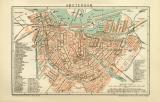 Amsterdam historischer Stadtplan Karte Lithographie ca. 1892