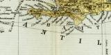 Antillen historische Landkarte Lithographie ca. 1892