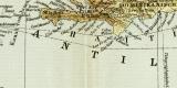 Antillen historische Landkarte Lithographie ca. 1897