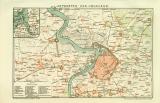 Antwerpen und Umgebung historischer Stadtplan Karte Lithographie ca. 1896