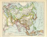 Politische Übersichtskarte von Asien historische Landkarte Lithographie ca. 1892