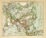 Politische Übersichtskarte von Asien historische Landkarte Lithographie ca. 1896