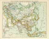 Politische Übersichtskarte von Asien historische Landkarte Lithographie ca. 1897