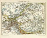 Inner - Asien historische Landkarte Lithographie ca. 1896